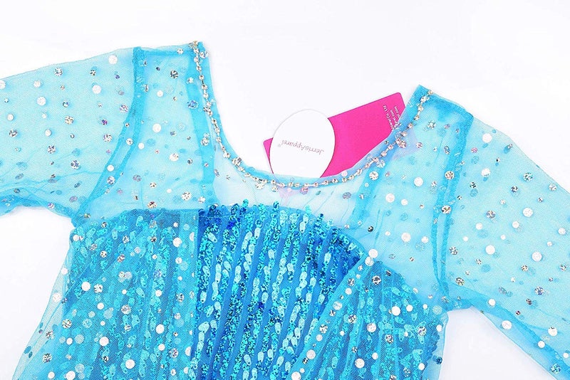 JerrisApparel Girls Princess Costume Birthday Party Christmas Fancy Dress up (7, Blue with Accessories) - Image 3